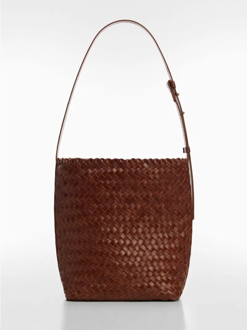Brown Woven Leather Shoulder Bag